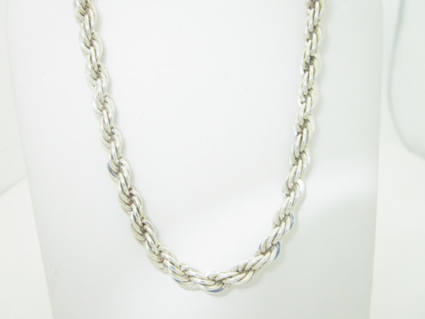 sterling silver rope chain, mens silver 